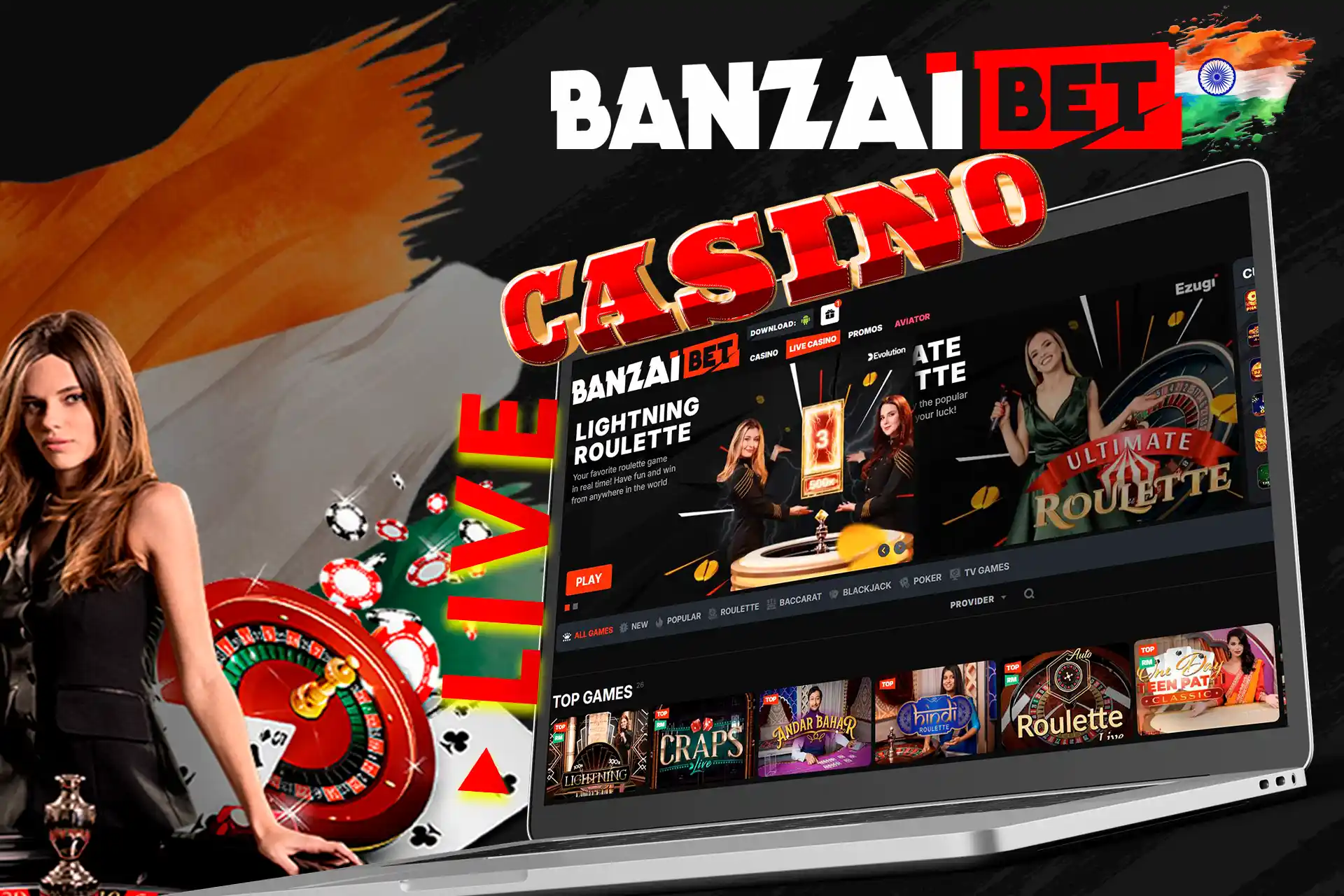 Lots of Live Casino Gambling Games at Banzaibet India
