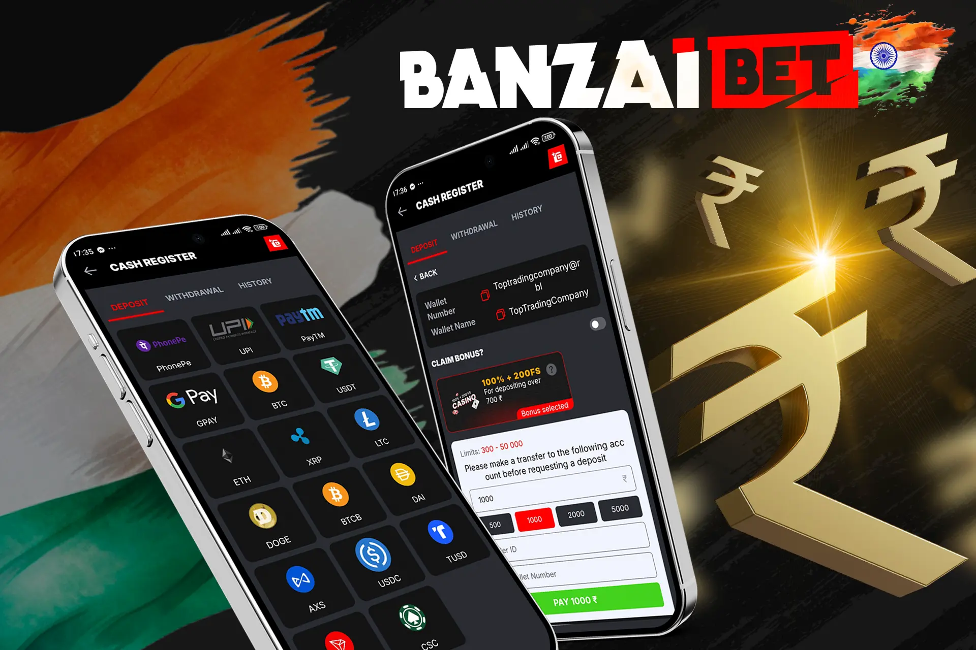 Make your first deposit at Banzaibet India