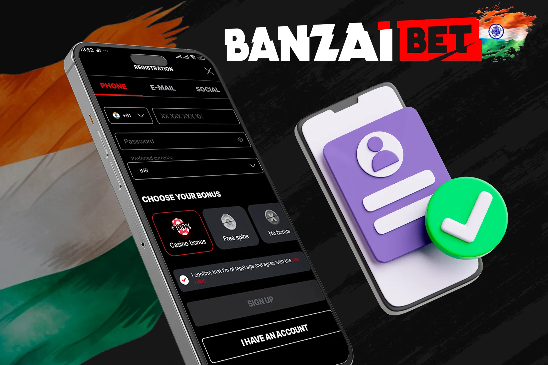 Easy registration process using Banzaibet India mobile app