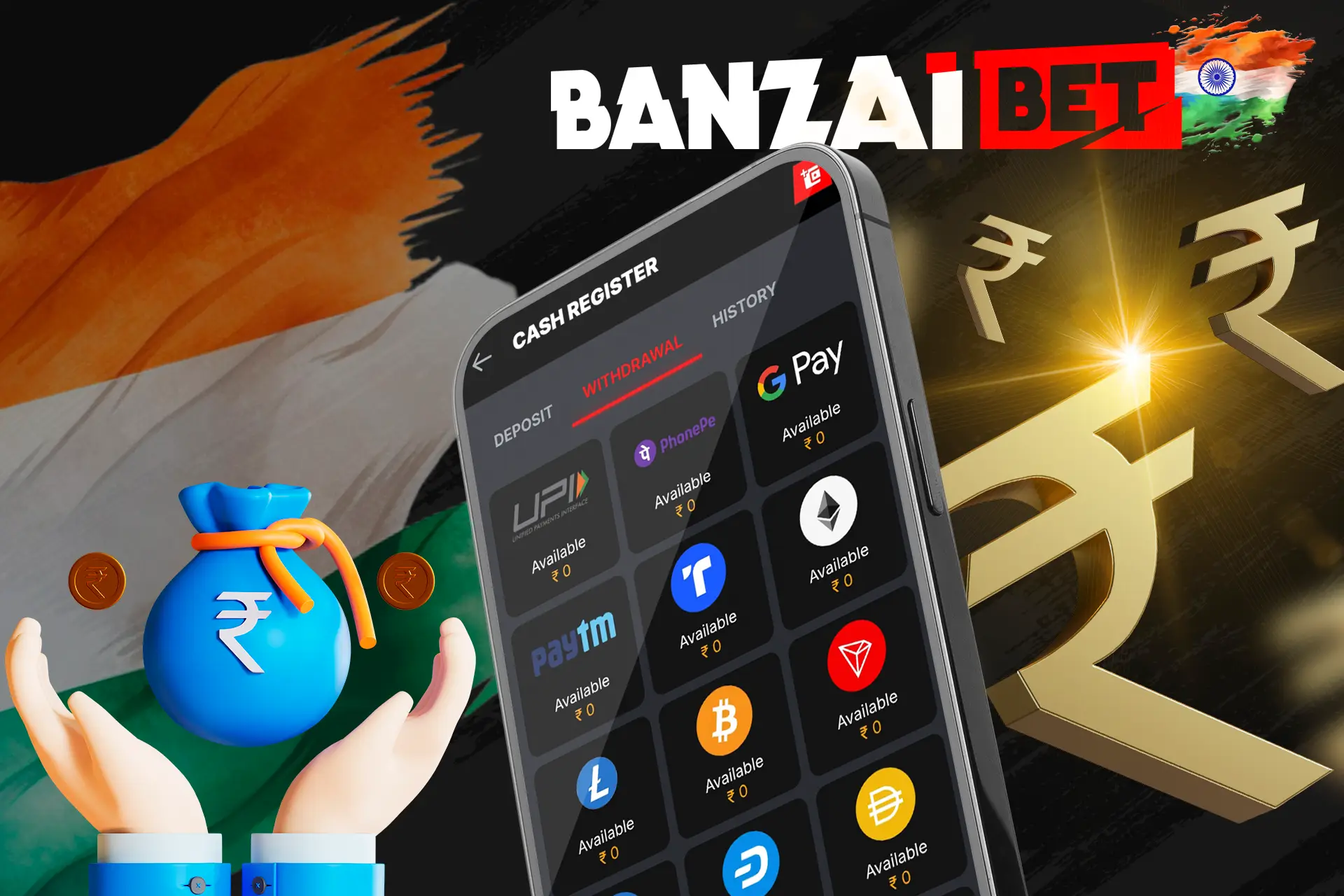 Check out the withdrawal options at Banzaibet India