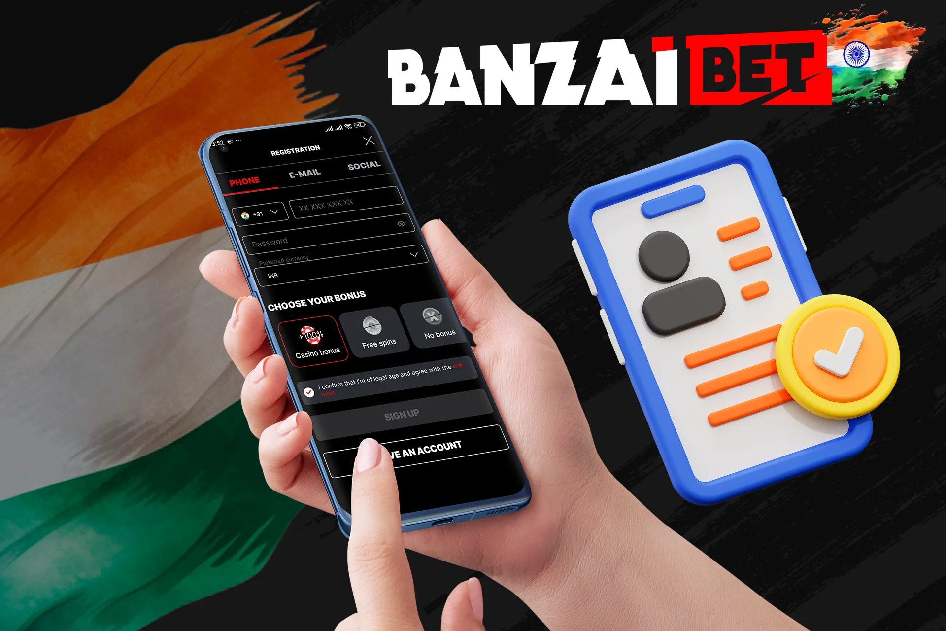 Register on Banzai Bet App India