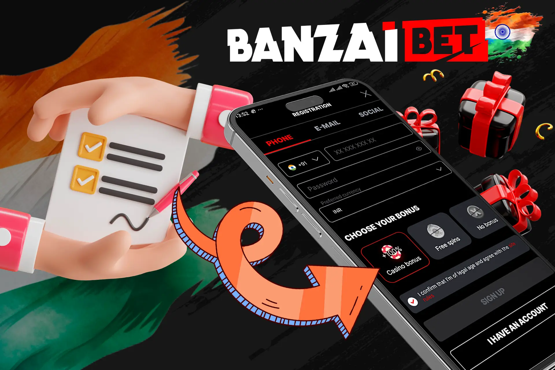 Register and get a bonus at Banzaibet India