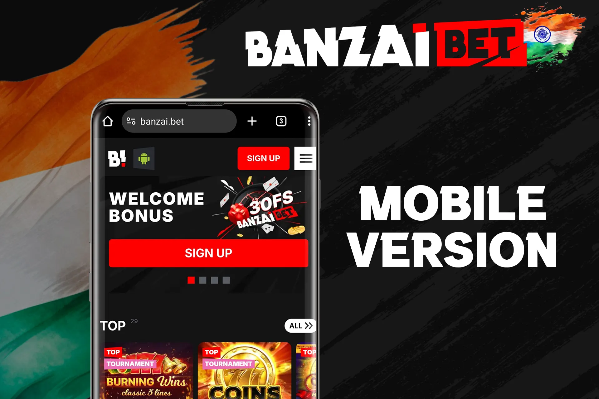 Mobile version of the Banzaibet India website